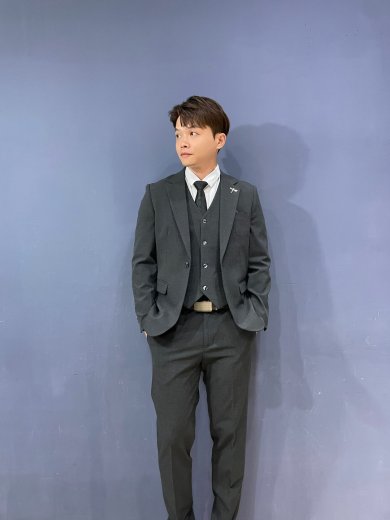 經典單色三件式套裝-雅緻深灰