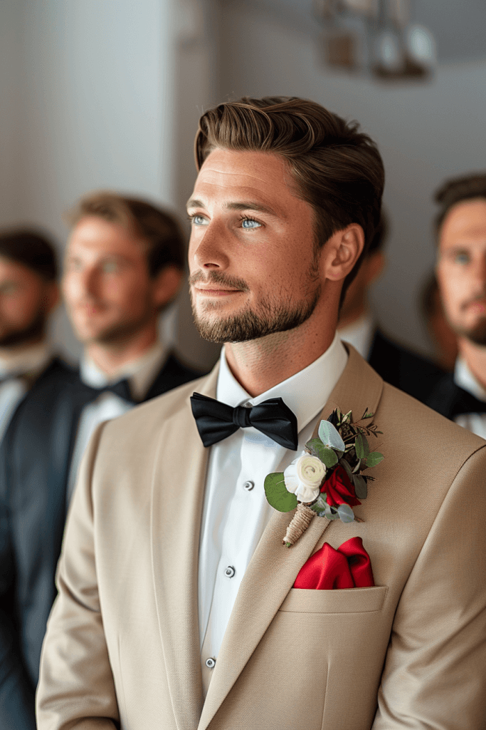 remember76 Groom and Groomsmenjapanesebeige suitblack tiebalck 47d4f481 9cb2 41fa b256 52384b4b2fdd