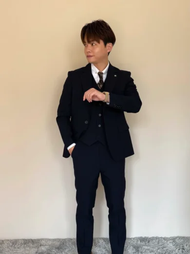 英倫直條紋三件式套裝-公爵藍