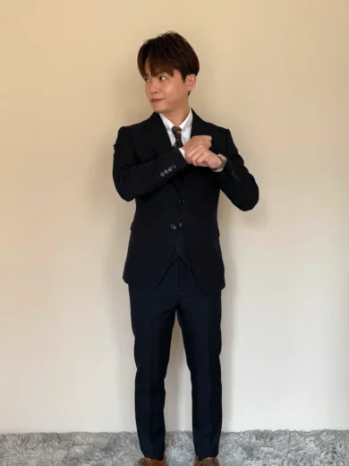 經典單色三件式套裝-海軍藍