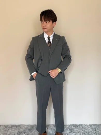 經典單色三件式套裝-始祖灰(雙釦)